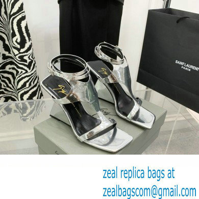 Giuseppe Zanotti Heel 8.5cm Tutankamon patent leather sandals Silver 2023