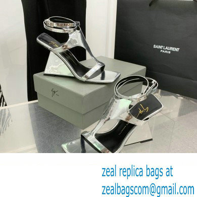 Giuseppe Zanotti Heel 8.5cm Tutankamon patent leather sandals Silver 2023