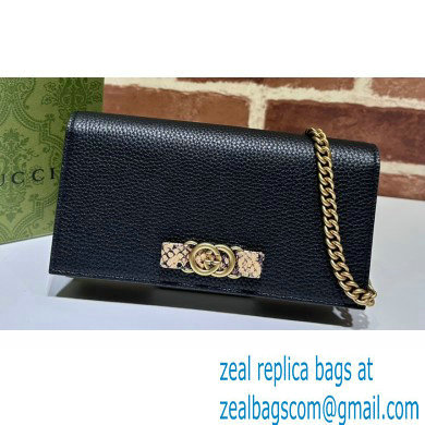 Gucci Chain wallet with Interlocking G python bow 746056 Black 2023 - Click Image to Close