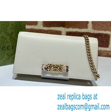 Gucci Chain wallet with Interlocking G python bow 746056 White 2023