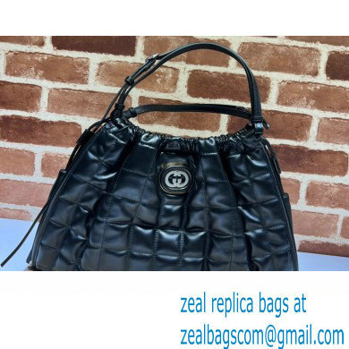 Gucci Deco medium tote bag 746210 in quilted Leather Black 2023 - Click Image to Close