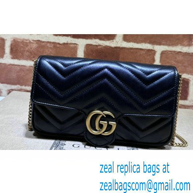 Gucci GG Marmont mini card case chain wallet 751526 Black 2023