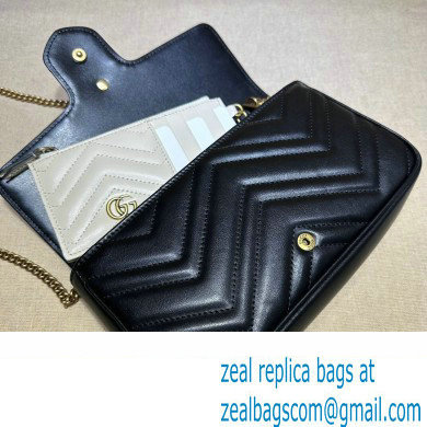 Gucci GG Marmont mini card case chain wallet 751526 Black 2023 - Click Image to Close