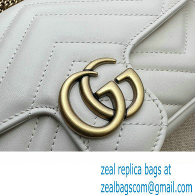 Gucci GG Marmont mini card case chain wallet 751526 White 2023