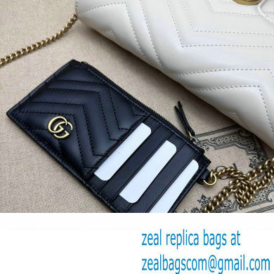 Gucci GG Marmont mini card case chain wallet 751526 White 2023