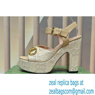 Gucci Heel 12cm Platform 3.5cm Horsebit sandals 745955 Apricot 2023