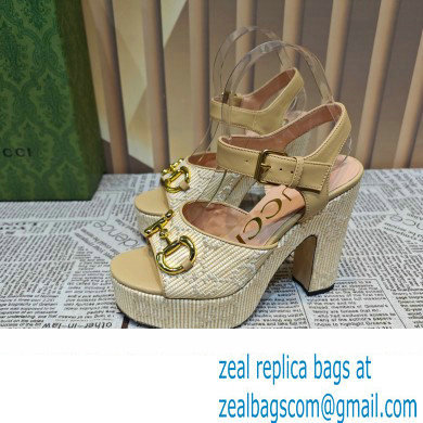 Gucci Heel 12cm Platform 3.5cm Horsebit sandals 745955 Apricot 2023