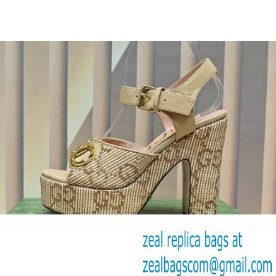 Gucci Heel 12cm Platform 3.5cm Horsebit sandals 745955 Beige 2023