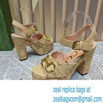 Gucci Heel 12cm Platform 3.5cm Horsebit sandals 745955 Beige 2023