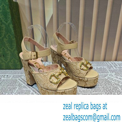 Gucci Heel 12cm Platform 3.5cm Horsebit sandals 745955 Beige 2023
