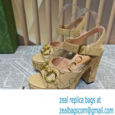 Gucci Heel 12cm Platform 3.5cm Horsebit sandals 745955 Beige 2023
