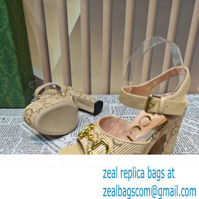 Gucci Heel 12cm Platform 3.5cm Horsebit sandals 745955 Beige 2023