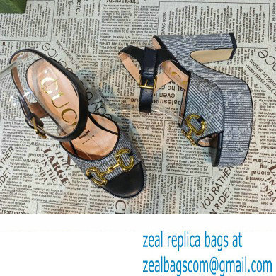 Gucci Heel 12cm Platform 3.5cm Horsebit sandals 745955 Black 2023