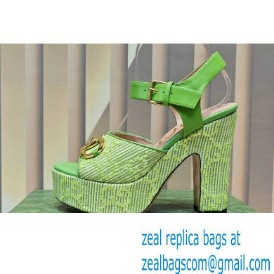 Gucci Heel 12cm Platform 3.5cm Horsebit sandals 745955 Green 2023