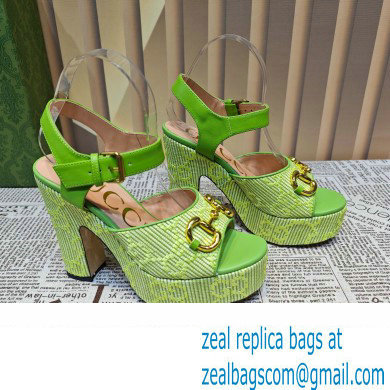 Gucci Heel 12cm Platform 3.5cm Horsebit sandals 745955 Green 2023