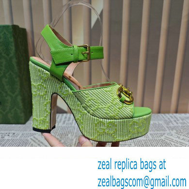 Gucci Heel 12cm Platform 3.5cm Horsebit sandals 745955 Green 2023