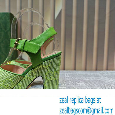 Gucci Heel 12cm Platform 3.5cm Horsebit sandals 745955 Green 2023