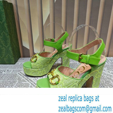 Gucci Heel 12cm Platform 3.5cm Horsebit sandals 745955 Green 2023