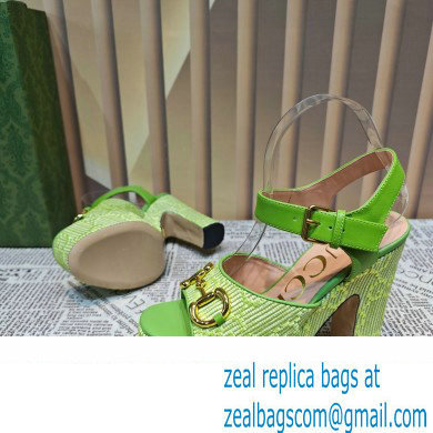 Gucci Heel 12cm Platform 3.5cm Horsebit sandals 745955 Green 2023