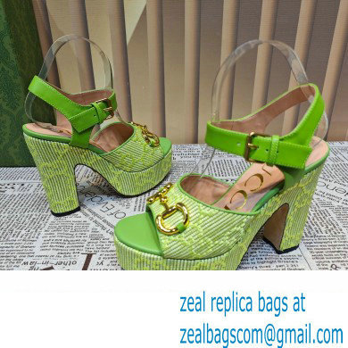 Gucci Heel 12cm Platform 3.5cm Horsebit sandals 745955 Green 2023