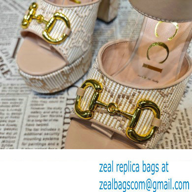 Gucci Heel 12cm Platform 3.5cm Horsebit sandals 745955 Nude 2023