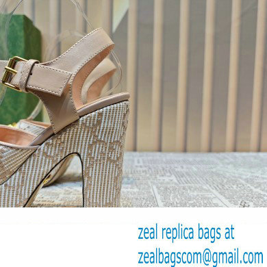Gucci Heel 12cm Platform 3.5cm Horsebit sandals 745955 Nude 2023 - Click Image to Close