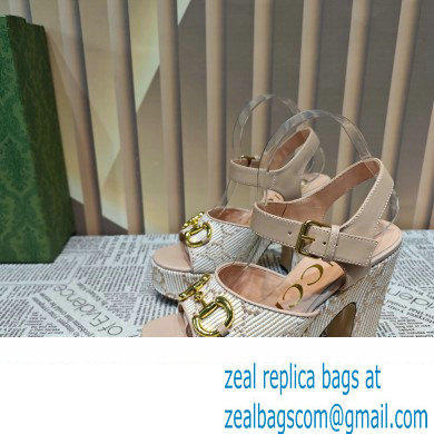 Gucci Heel 12cm Platform 3.5cm Horsebit sandals 745955 Nude 2023 - Click Image to Close