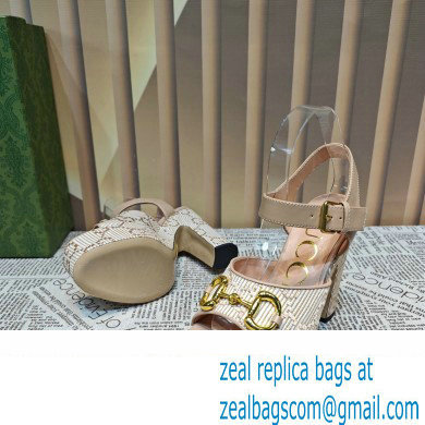 Gucci Heel 12cm Platform 3.5cm Horsebit sandals 745955 Nude 2023