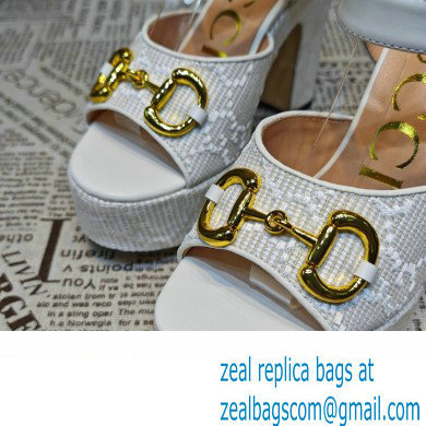 Gucci Heel 12cm Platform 3.5cm Horsebit sandals 745955 White 2023