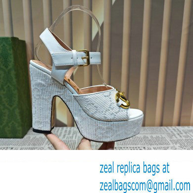 Gucci Heel 12cm Platform 3.5cm Horsebit sandals 745955 White 2023 - Click Image to Close