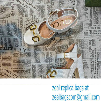 Gucci Heel 12cm Platform 3.5cm Horsebit sandals 745955 White 2023 - Click Image to Close