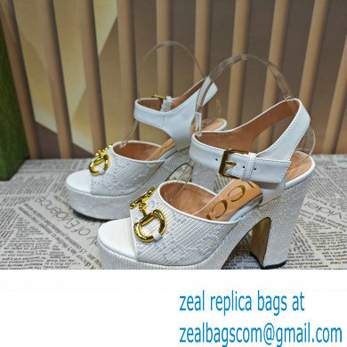 Gucci Heel 12cm Platform 3.5cm Horsebit sandals 745955 White 2023 - Click Image to Close