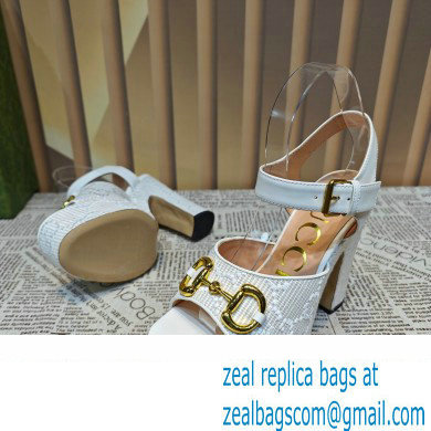 Gucci Heel 12cm Platform 3.5cm Horsebit sandals 745955 White 2023