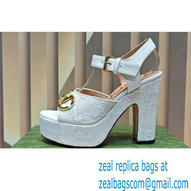 Gucci Heel 12cm Platform 3.5cm Horsebit sandals 745955 White 2023