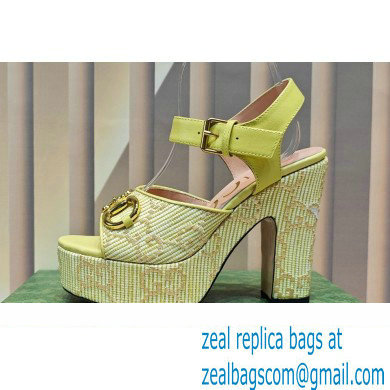 Gucci Heel 12cm Platform 3.5cm Horsebit sandals 745955 Yellow 2023