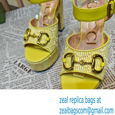 Gucci Heel 12cm Platform 3.5cm Horsebit sandals 745955 Yellow 2023 - Click Image to Close