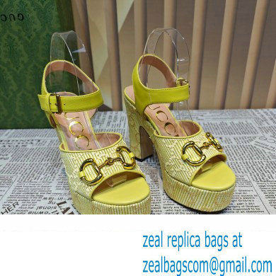 Gucci Heel 12cm Platform 3.5cm Horsebit sandals 745955 Yellow 2023 - Click Image to Close