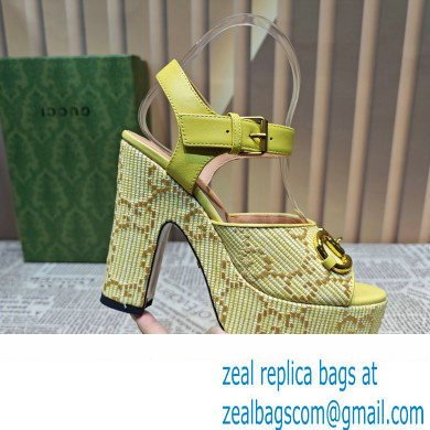 Gucci Heel 12cm Platform 3.5cm Horsebit sandals 745955 Yellow 2023