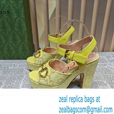 Gucci Heel 12cm Platform 3.5cm Horsebit sandals 745955 Yellow 2023 - Click Image to Close