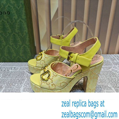 Gucci Heel 12cm Platform 3.5cm Horsebit sandals 745955 Yellow 2023