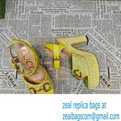 Gucci Heel 12cm Platform 3.5cm Horsebit sandals 745955 Yellow 2023 - Click Image to Close