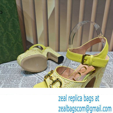 Gucci Heel 12cm Platform 3.5cm Horsebit sandals 745955 Yellow 2023 - Click Image to Close