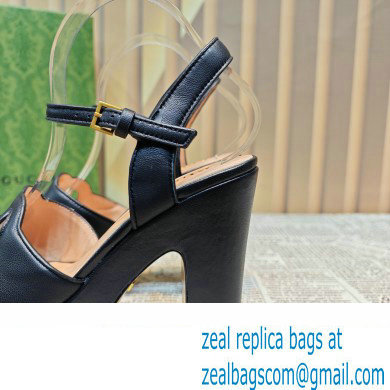 Gucci Heel 12cm Platform 3.5cm Interlocking G sandals 730022 Black 01 2023 - Click Image to Close