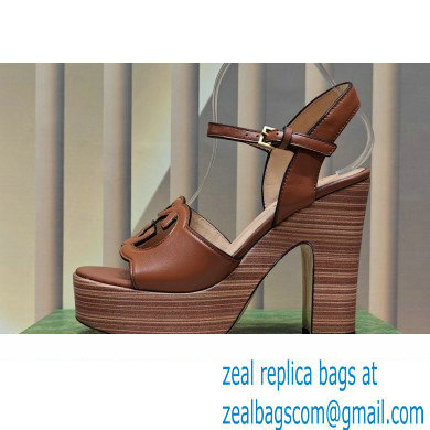 Gucci Heel 12cm Platform 3.5cm Interlocking G sandals 730022 Brown 2023 - Click Image to Close