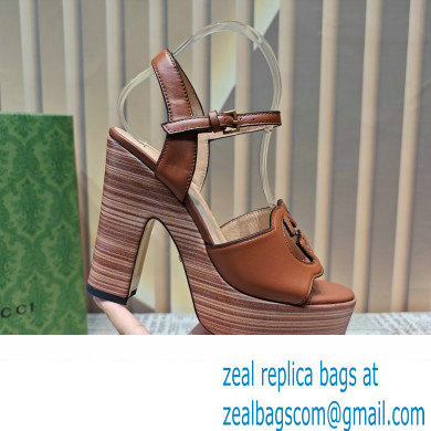 Gucci Heel 12cm Platform 3.5cm Interlocking G sandals 730022 Brown 2023