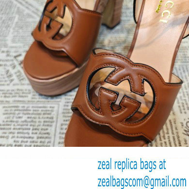 Gucci Heel 12cm Platform 3.5cm Interlocking G sandals 730022 Brown 2023 - Click Image to Close