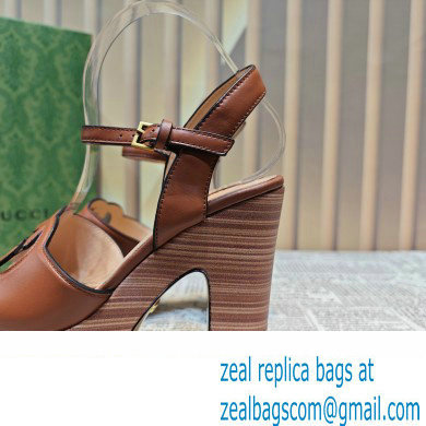 Gucci Heel 12cm Platform 3.5cm Interlocking G sandals 730022 Brown 2023 - Click Image to Close