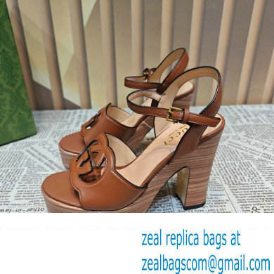 Gucci Heel 12cm Platform 3.5cm Interlocking G sandals 730022 Brown 2023