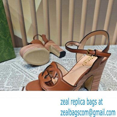 Gucci Heel 12cm Platform 3.5cm Interlocking G sandals 730022 Brown 2023 - Click Image to Close