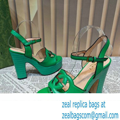 Gucci Heel 12cm Platform 3.5cm Interlocking G sandals 730022 Green 2023